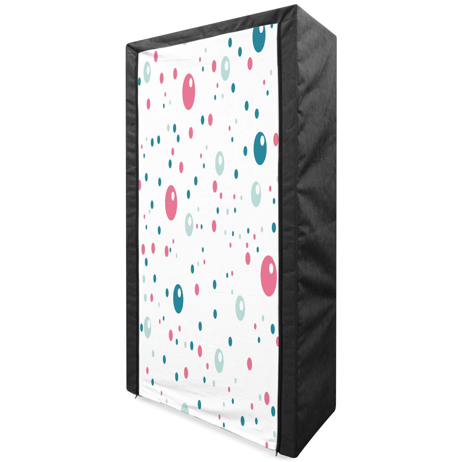 Ambesonne Abstract Portable Fabric Wardrobe with Shelves - Pastel Bubble Polka Dot Design, 33.5