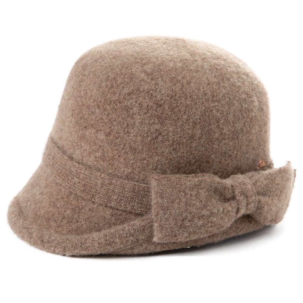 Vintage 1920s Women's Wool Felt Cloche Bucket Bowler Hat - Winter Warm Crushable Hat for Women - Perfect for Gatsby Parties, Historical Reenactments & Cold Weather Fashion