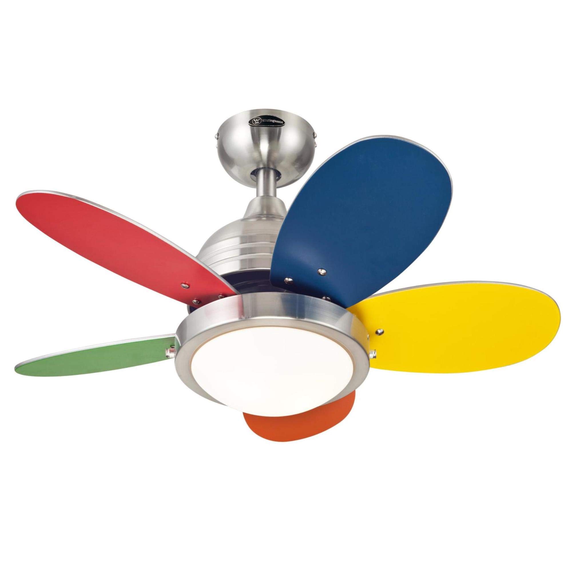 Westinghouse 7223600 30 Inch Roundabout Indoor Ceiling Fan with Light Kit, Brushed Nickel Finish - Perfect for Bedroom, Living Room, and Home Office