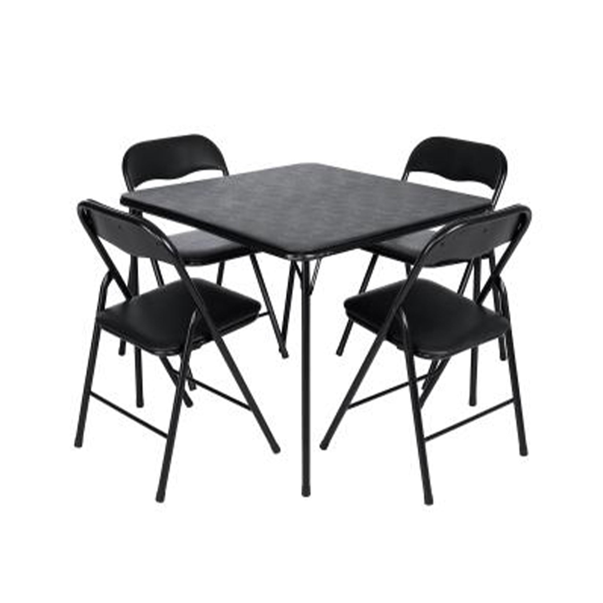 5-Piece Folding Table and Chairs Set - Durable Vinyl, Easy to Clean & Store - Perfect for Home, Office, Indoor & Outdoor Use - Great for Parties, Picnics & Small Spaces - Black