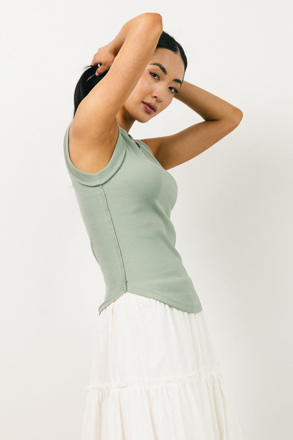Women's Kimberly Sage Green Tank Top - Soft & Comfortable Summer Casual Wear for Yoga, Beach, and Everyday Outfits