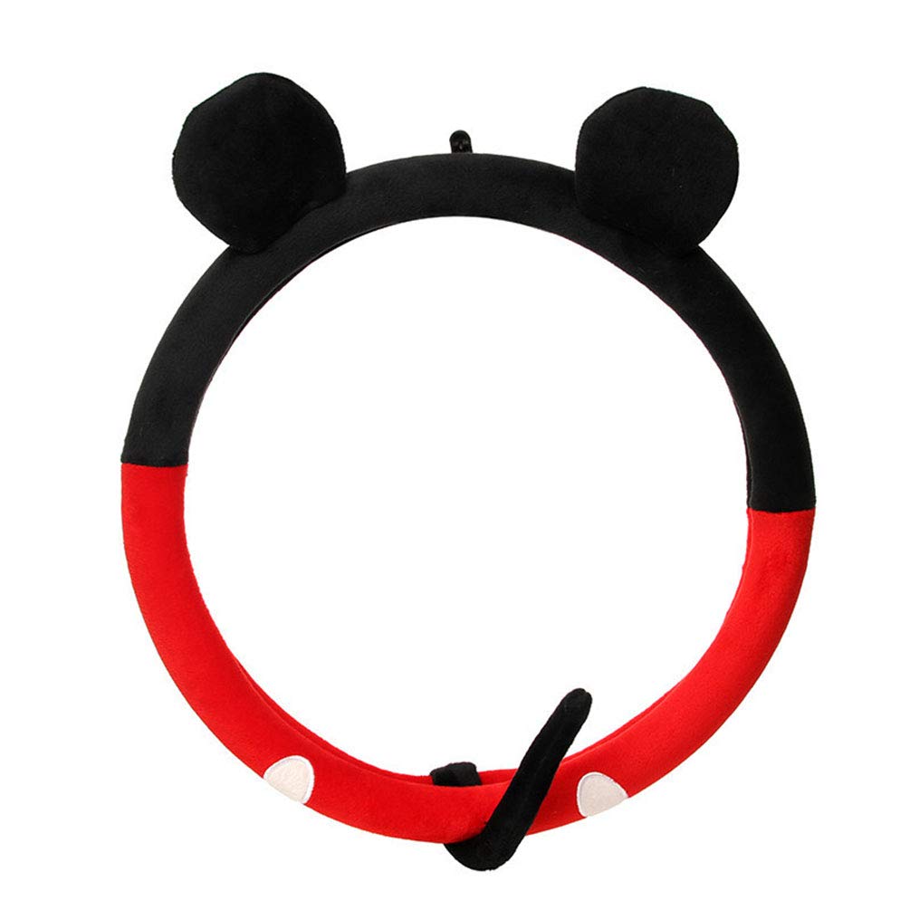 Yourshops 15 Inch Fuzzy Disney Mickey Mouse Steering Wheel Cover - Soft & Non-Slip Car Accessories (1 Pack) for Safe Driving & Stylish Interior Upgrade
