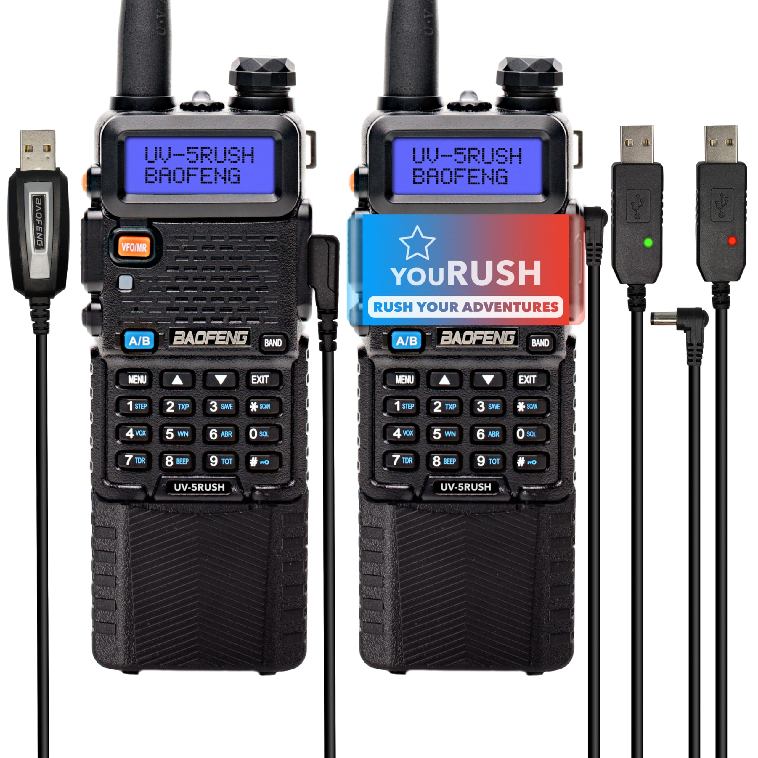 Portable Ham Radio 2 Pack UV-5R 8W Dual Band Two Way Radio with Extended Battery BL-5L 3800mAh - Includes Lanyard, USB Programming Cable & Charger - Chirp Support & USA Warranty - Perfect for Outdoor Adventures, Emergency Communication, and Hobbyist Use