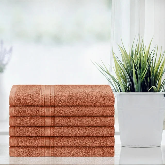Premium 6-Piece Organic Cotton Hand Towel Set - Soft, Absorbent & Eco-Friendly - Perfect for Bathroom, Kitchen & Guest Use