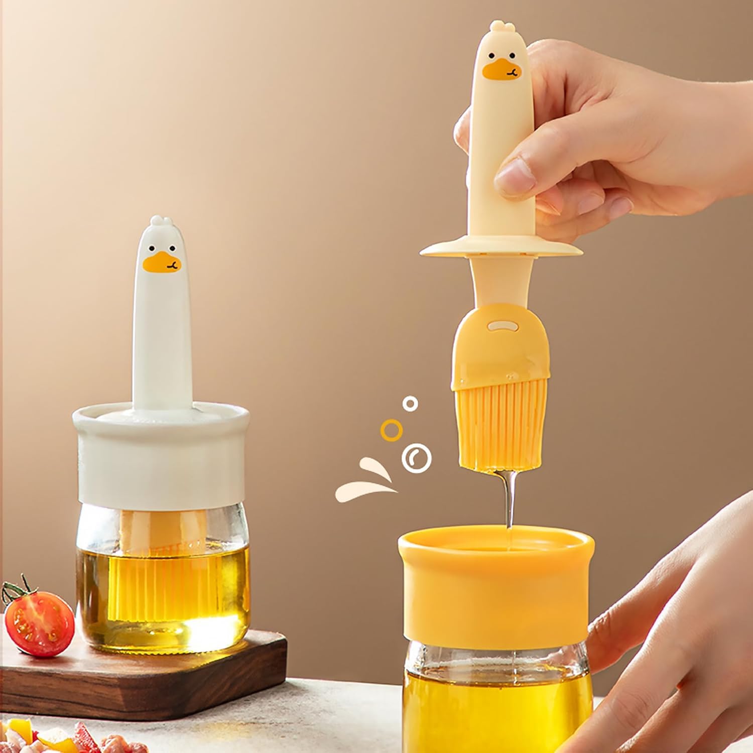 Premium 200ml Glass Olive Oil Dispenser Bottle with Silicone Brush - Perfect for Cooking, Baking, BBQ, Grilling & Air Frying - Vinegar & Sauce Dispenser - Multi Color Kitchen Essential (Pack of 1) - Ideal for Home Chefs & Food Enthusiasts