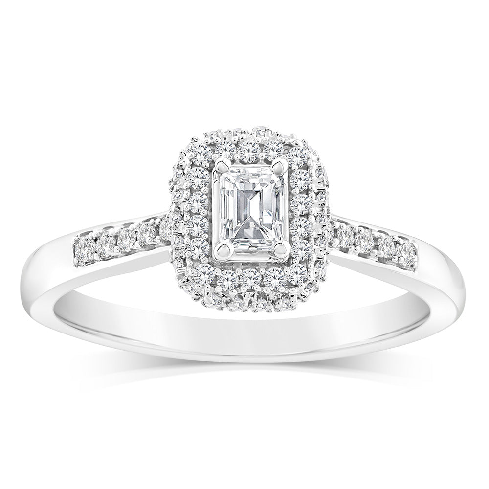 9ct White Gold Mixed Shape Diamond Ring with 0.40 Carat Natural Diamonds - Perfect for Engagement, Anniversary & Special Occasion Gifts
