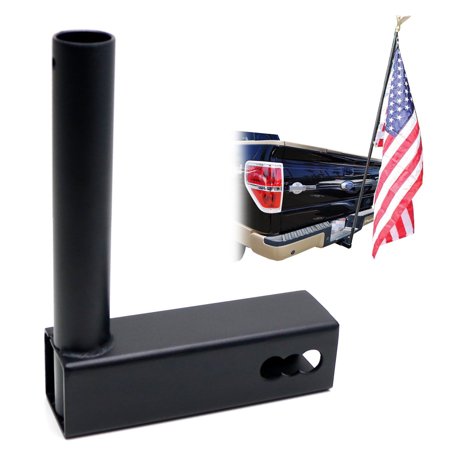 2 Inch Standard Tow Hitch Receiver Mount Flagpole Holder for Truck, SUV, Trailer - Heavy Duty Flag Pole Mount for Camping, Tailgating, Parades & Outdoor Events
