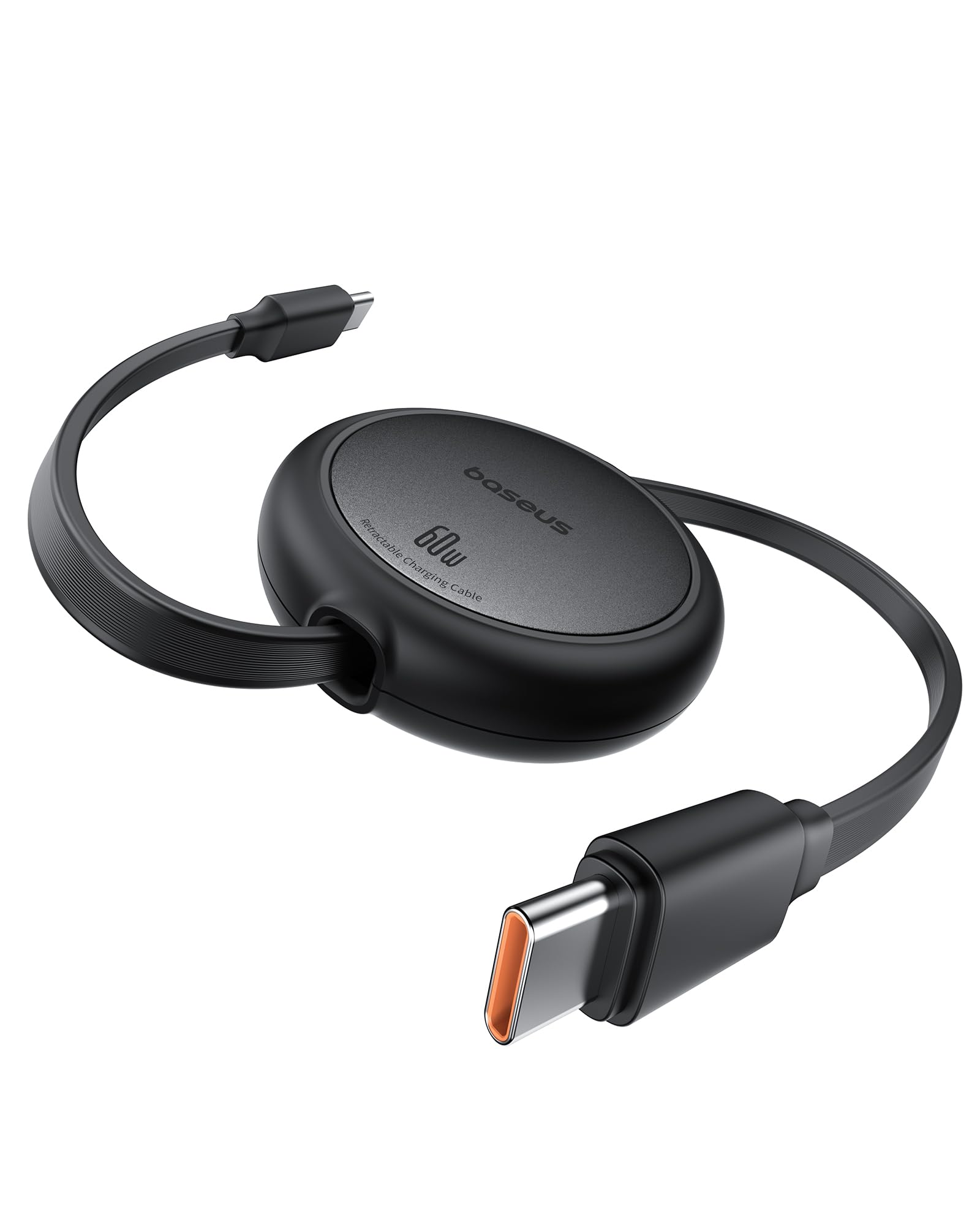Baseus 60W Mini Retractable USB C to USB C Fast Charging Cable - 4-Stage Length Adjustable Type C Charger for iPhone 16/15 Pro/Max, MacBook, iPad, Galaxy S24/S23 - Perfect for Travel, Office & Home Charging