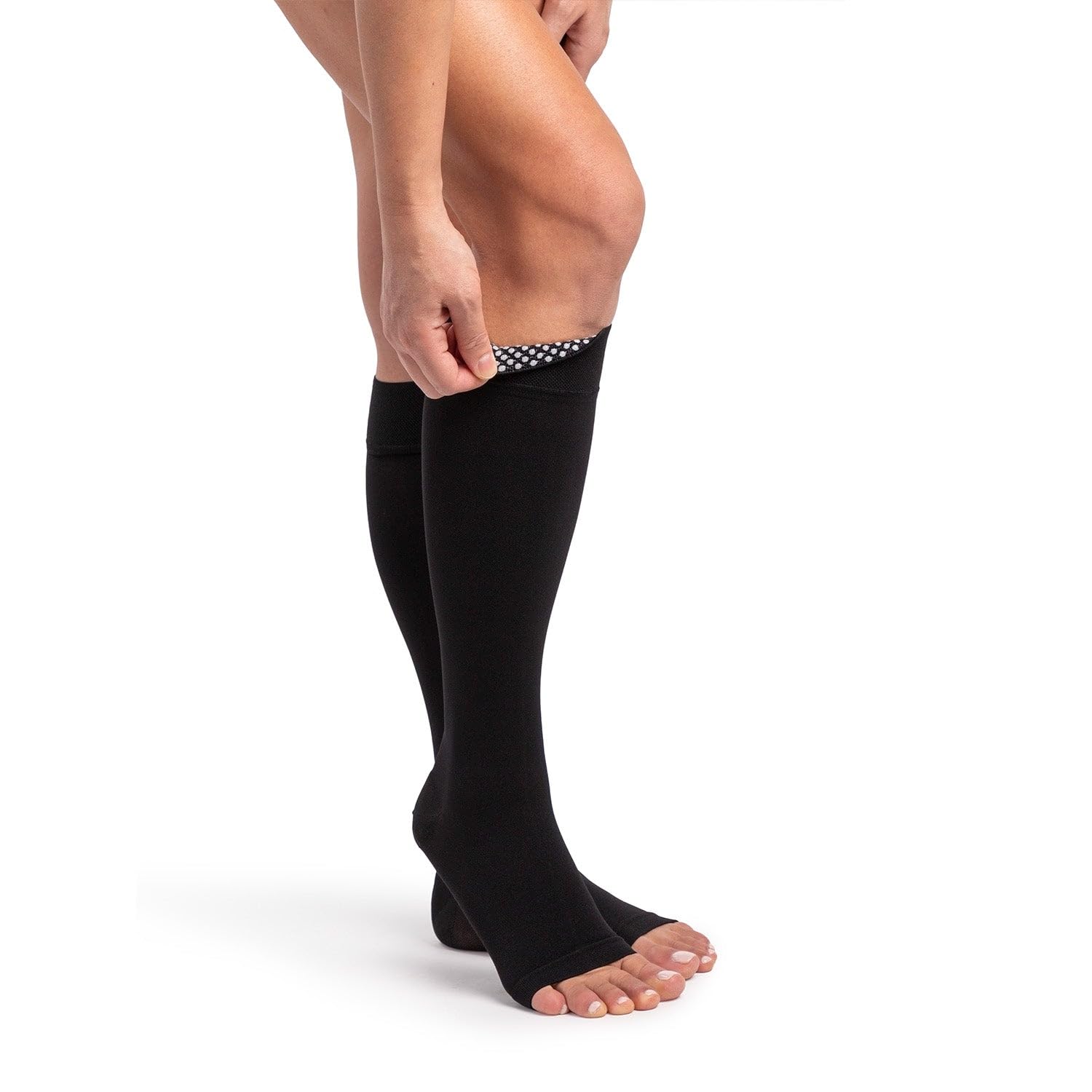 Sigvaris Dynaven 973 30-40 mmHg Open Toe Knee High Compression Stockings with Grip Top - Light Beige ML - Medical Support for Varicose Veins, Edema & Circulation - Perfect for Nurses, Travel & Daily Wear