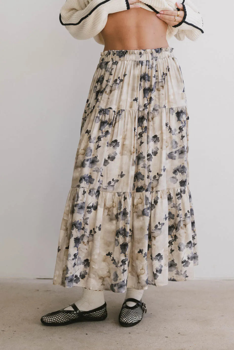 Maxine Floral Skirt in Blue - Women's Summer A-Line Skirt with Pockets | Perfect for Beach Vacations, Brunch Dates & Casual Outings