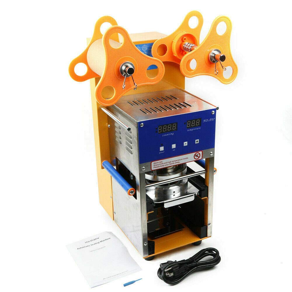 Semi-Automatic Cup Sealing Machine for Restaurants - Commercial & Household Tea & Coffee Cup Sealer (400-600 Cups/Hr) - Perfect for Bubble Tea Shops, Coffee Houses, and Takeout Businesses