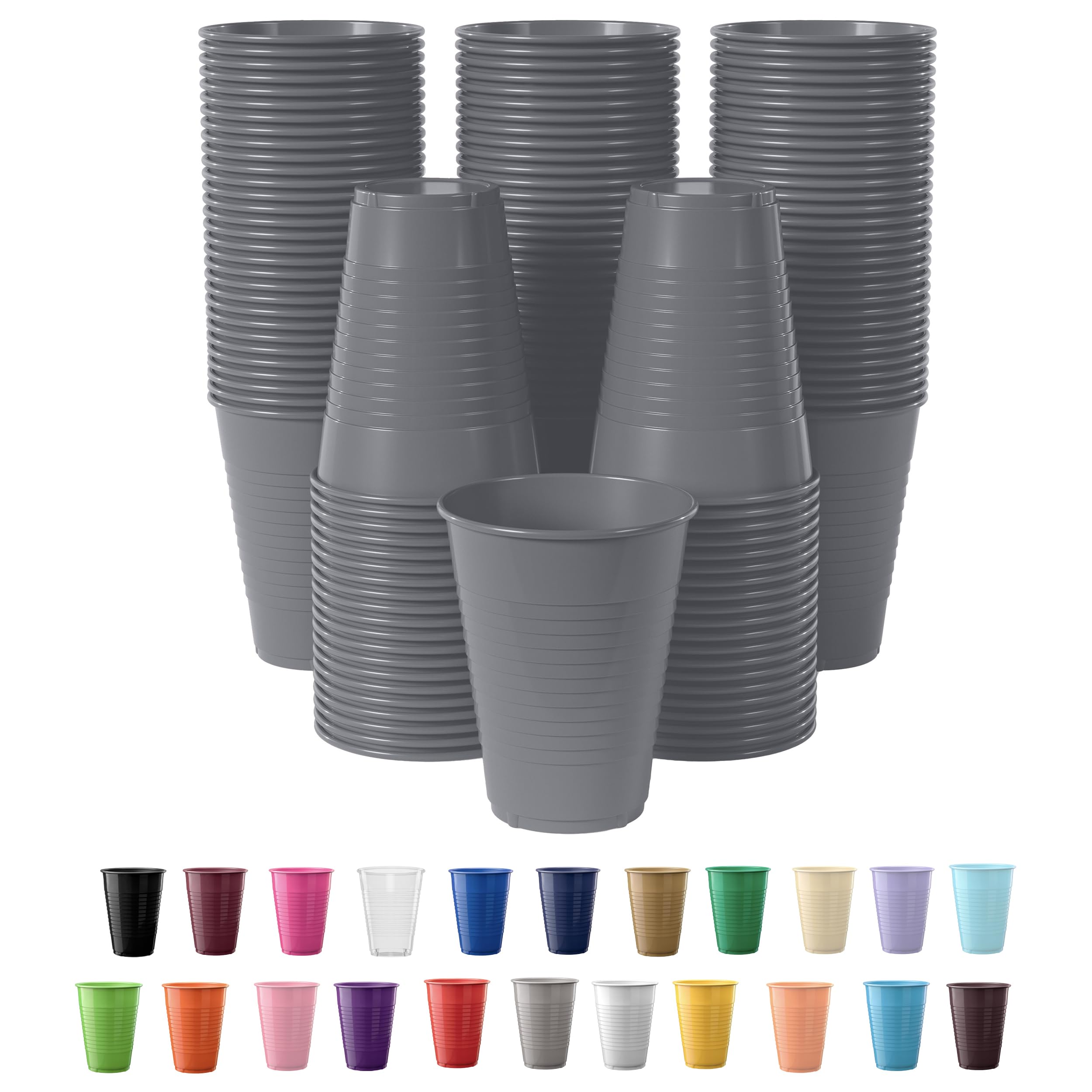Premium 12 oz Silver Plastic Cups for Parties - 50 Pack | Elegant Disposable Drinkware for Weddings, Birthdays & Events | BPA-Free Party Cups | Ideal for Cocktails, Sodas & Everyday Beverages | Perfect for Home, Office & Outdoor Gatherings