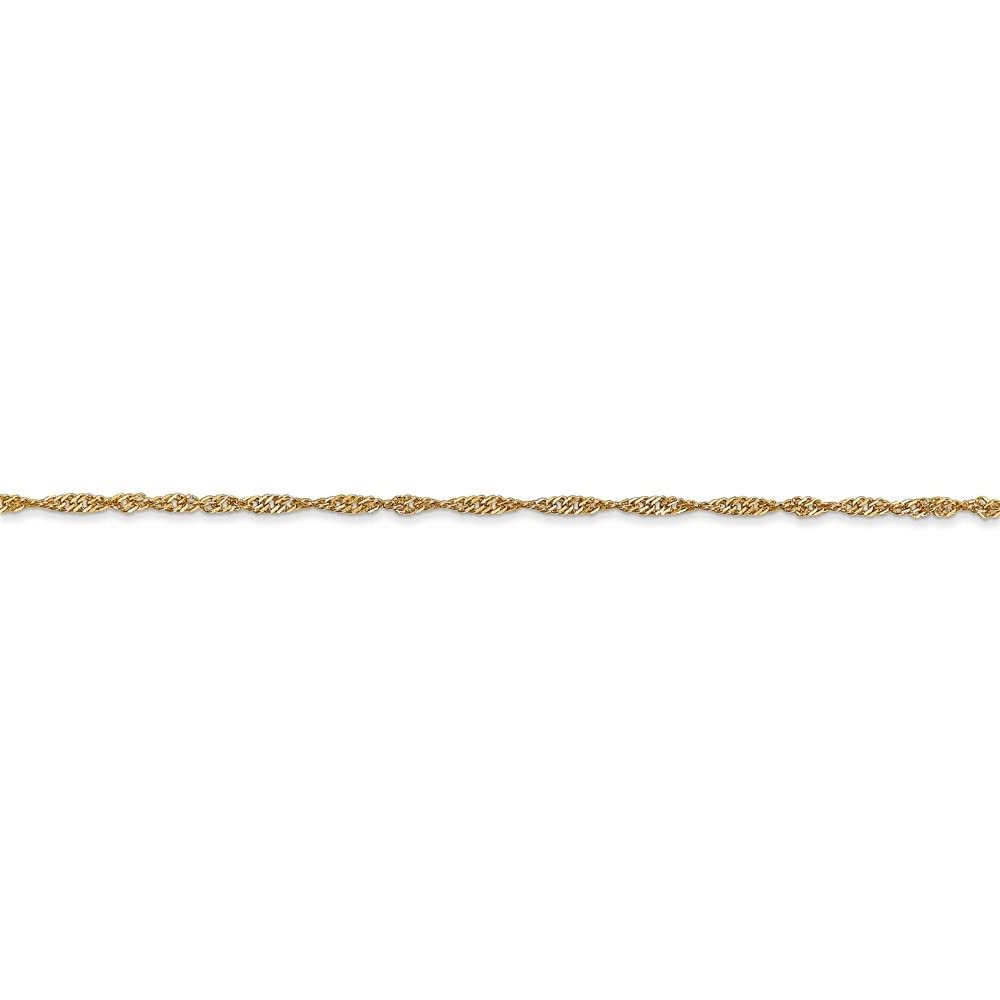 14K Yellow Gold 1.4mm Singapore Chain Anklet for Women - Dainty & Elegant Ankle Bracelet - Perfect for Everyday Wear, Beach Vacation & Special Occasions