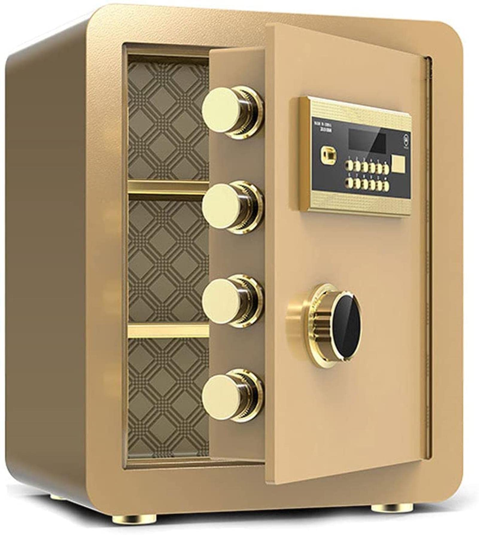 Steel Home Security Safe Box with Digital Keypad - Fireproof & Waterproof Money Safe for Cash, Jewelry, Passport & Documents - Ideal for Bedroom, Office & Gun Storage (Brown Gold)