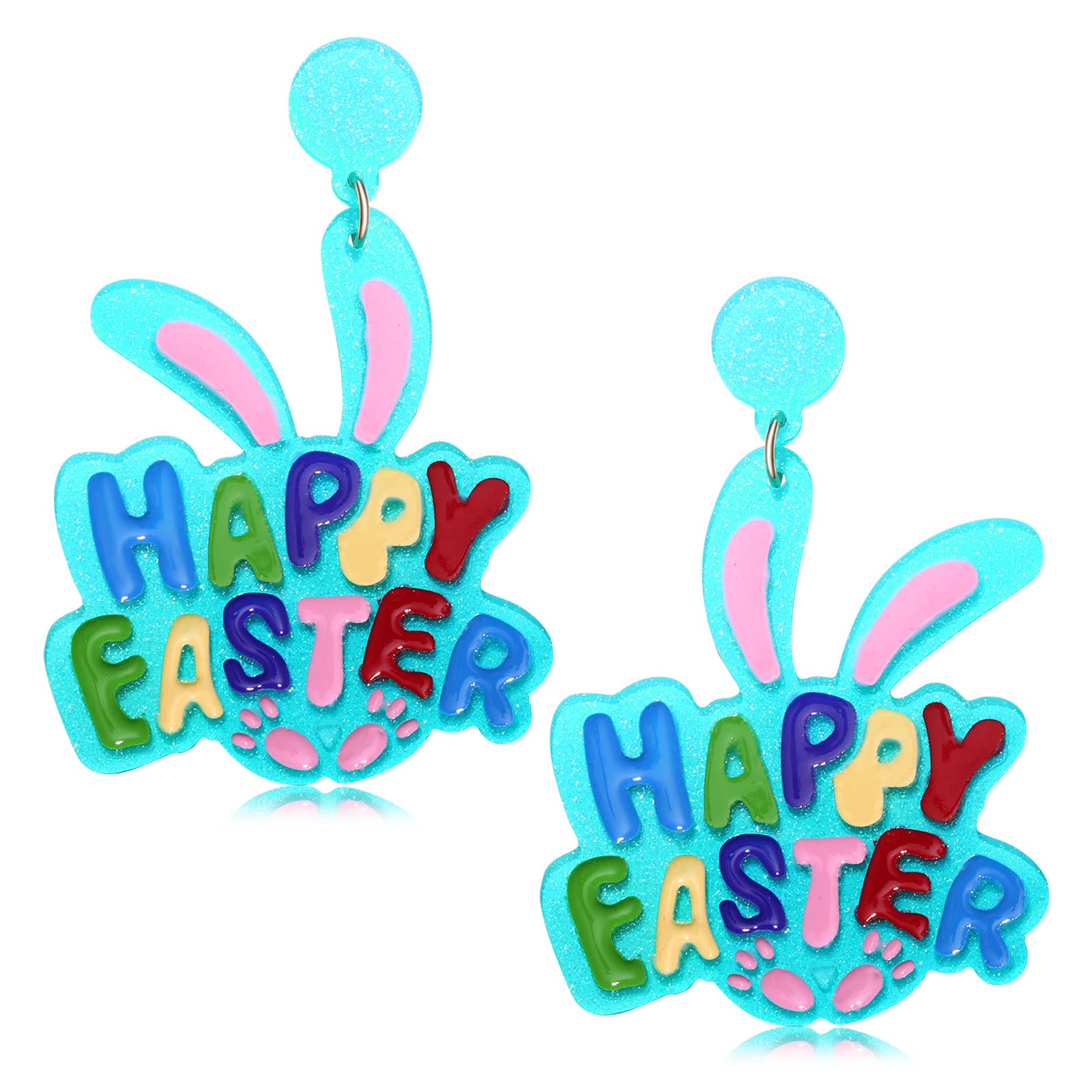 Easter Bunny Beaded Drop Dangle Earrings for Women & Girls - Cute Easter Jewelry Gift for Party, Church, Spring Festival & Holiday Celebration