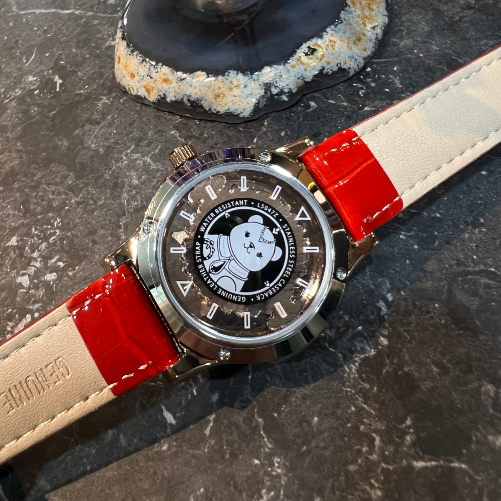 AG Collective Women's Red Leather Strap Watch L 5047 RGR RG - Elegant Timepiece for Office, Party & Everyday Wear