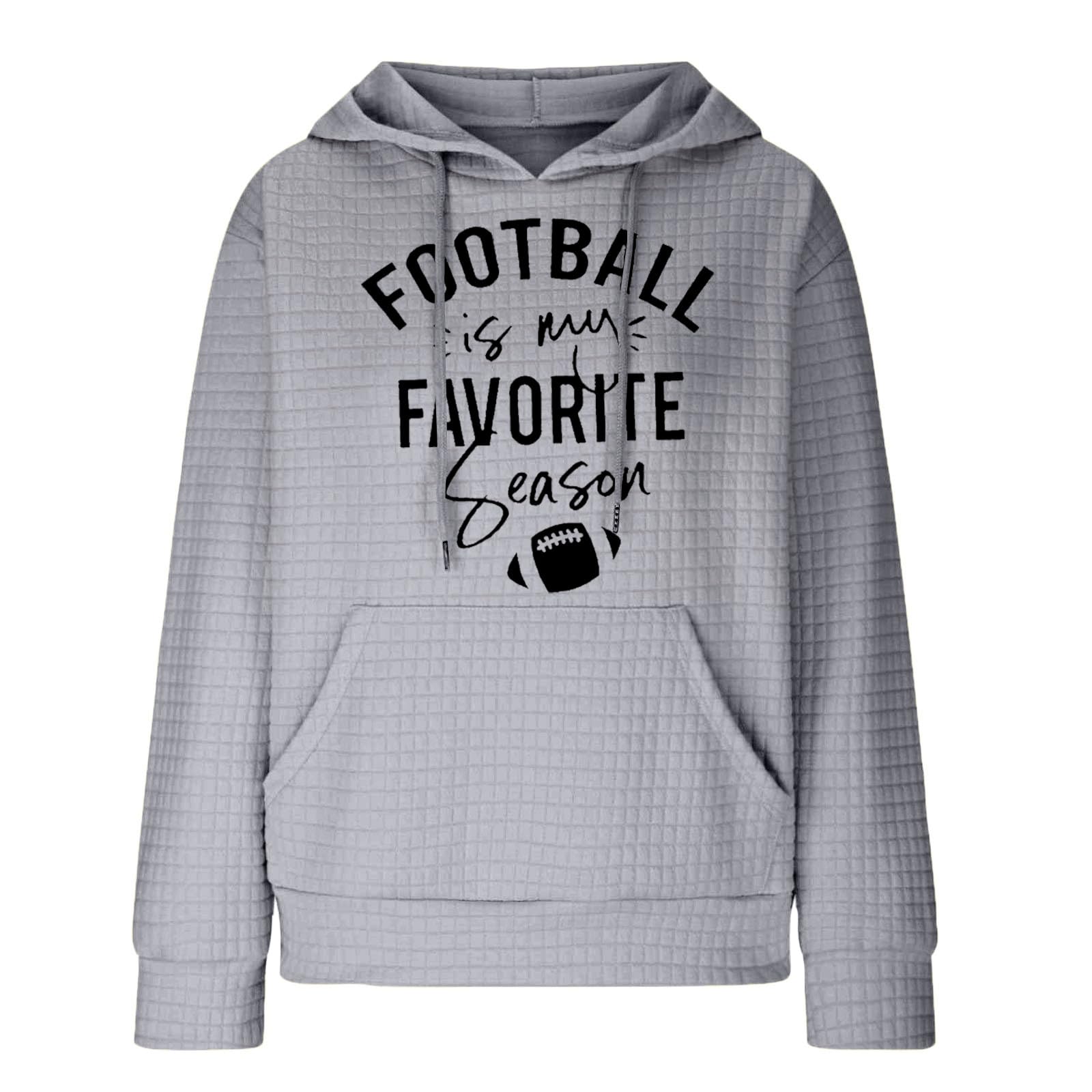 Women's Waffle Hoodie - Football Season Long Sleeve Pullover with Pockets | Cozy Game Day Outfit & Casual Winter Wear