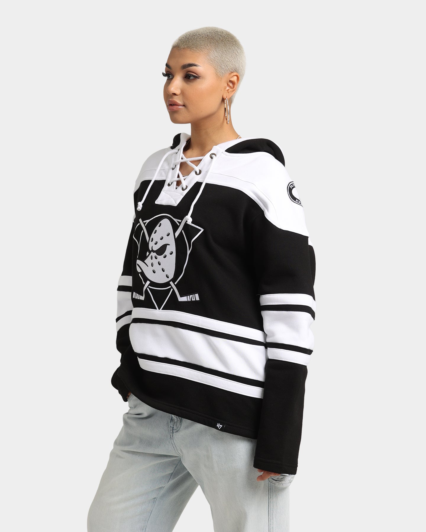 47 Brand Anaheim Ducks NHL Superior '47 Lacer Hoodie - Jet Black Men's Pullover Sweatshirt for Hockey Fans & Streetwear Fashion | Game Day & Casual Wear