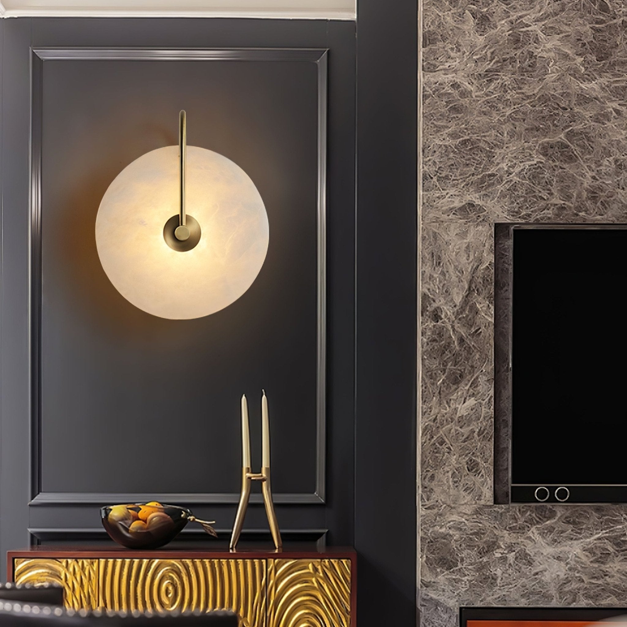 Modern Alabaster LED Wall Lamp - Energy Efficient Dimmable Light Fixture for Bedroom, Living Room & Hallway Decor