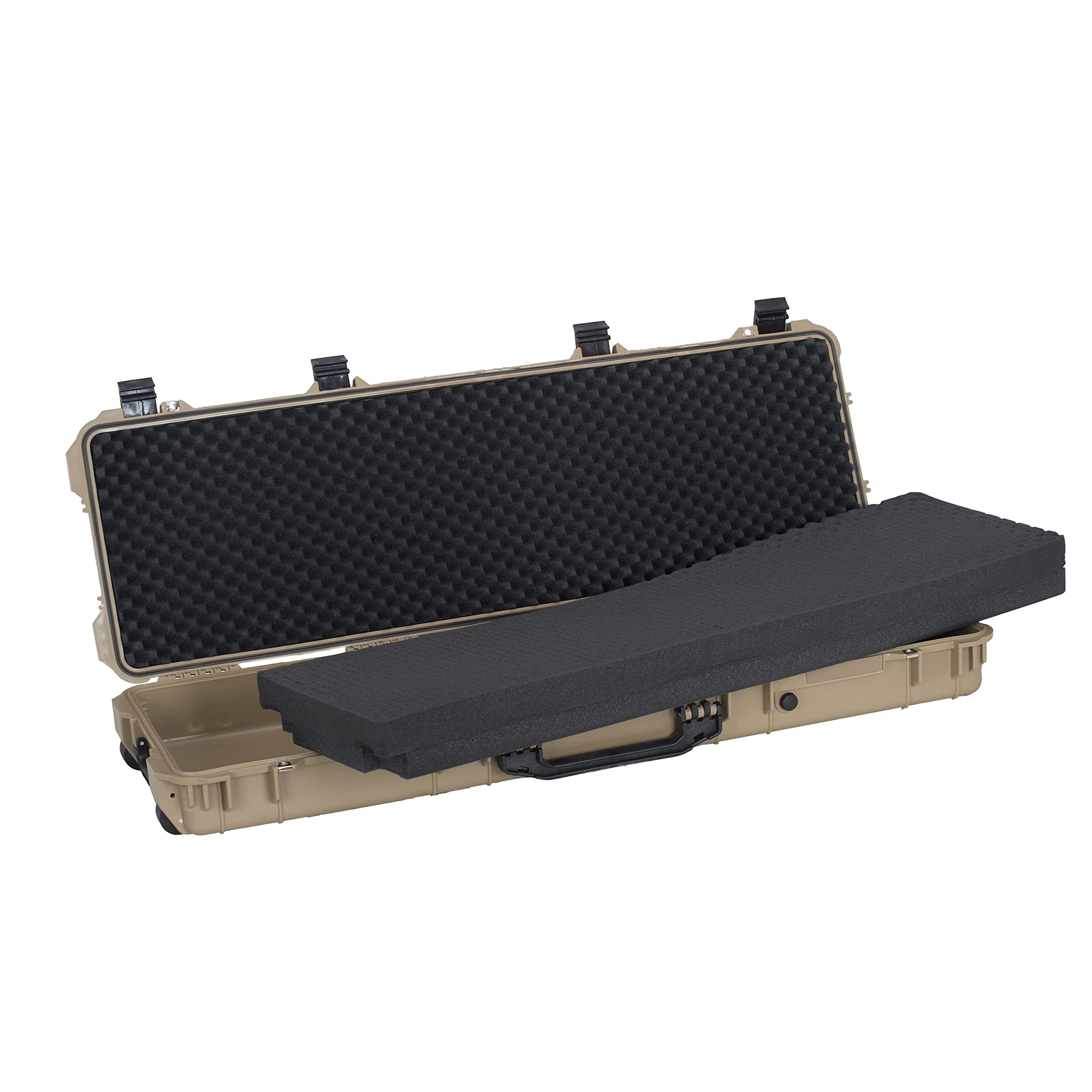 MEIJIA Waterproof Rolling Rifle Case with Wheels & Foam - for Guns, Shotguns, Airsoft (Outdoor/Indoor Use)
