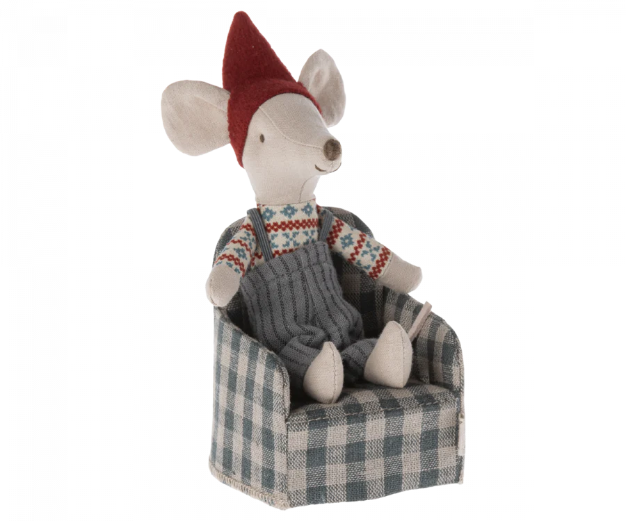 Maileg Green Mouse Chair - Adorable Miniature Chair for Dolls & Stuffed Animals | Perfect for Kids' Playrooms, Nursery Decor & Collectible Displays