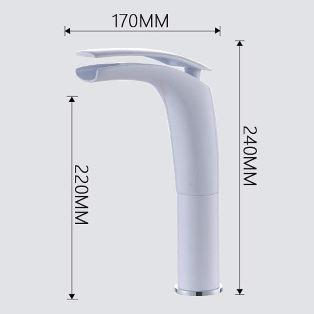 Tall Waterfall Bathroom Sink Faucet - White Brass Basin Mixer Tap with Hot & Cold Water - Perfect for Modern Vanities, Powder Rooms, and Luxury Bathroom Designs