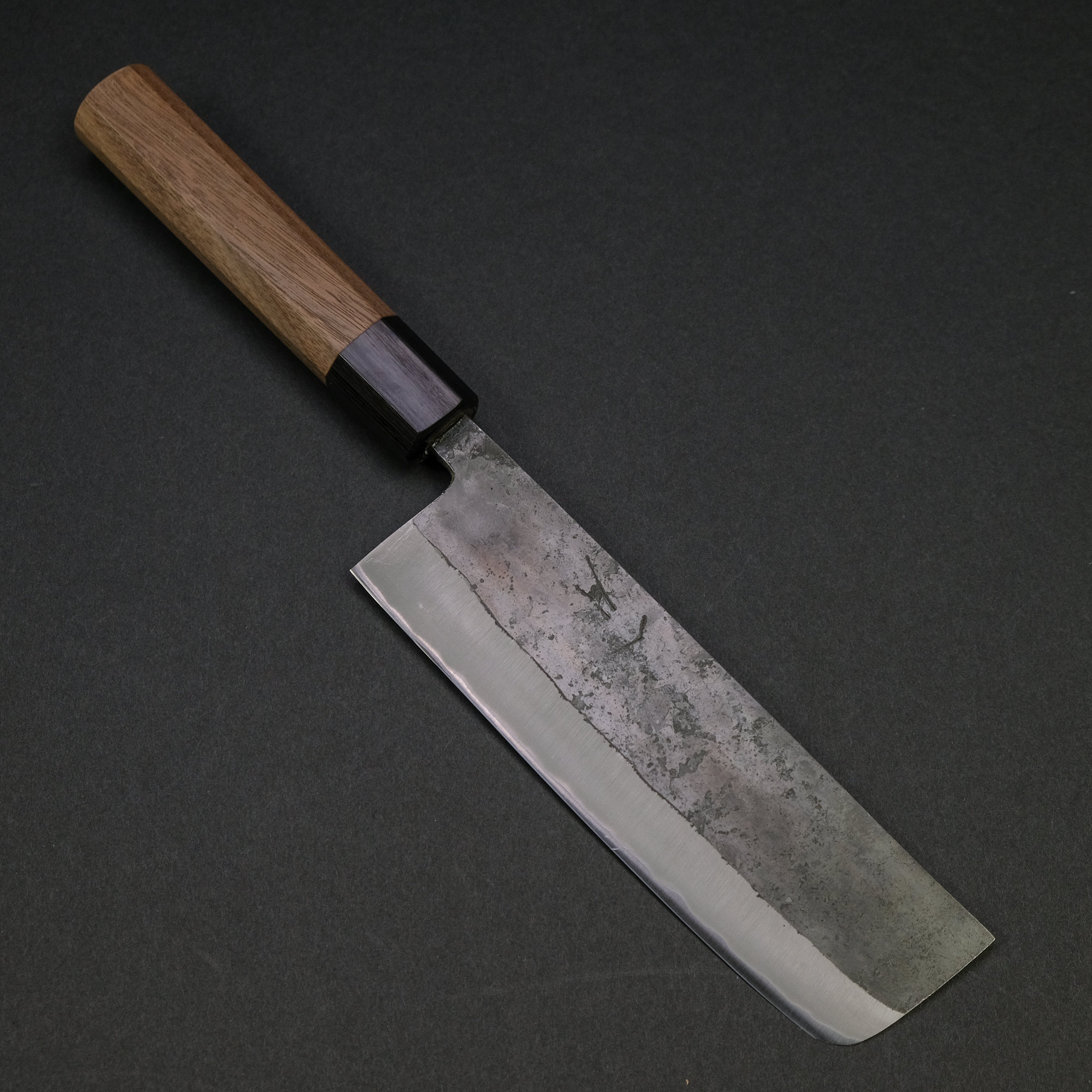 Hitohira Harima Forged Blue Super Stainless Clad Nakiri Knife with Walnut Handle - Professional Japanese Vegetable Knife for Precise Chopping, Slicing & Dicing in Home Kitchens & Restaurants