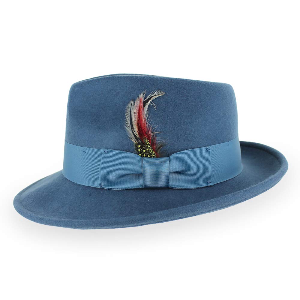 Crushable Wool Fedora Hat - Stain Resistant for Men & Women | Black, Grey, Navy, Brown, Pecan | Casual & Dress Wear