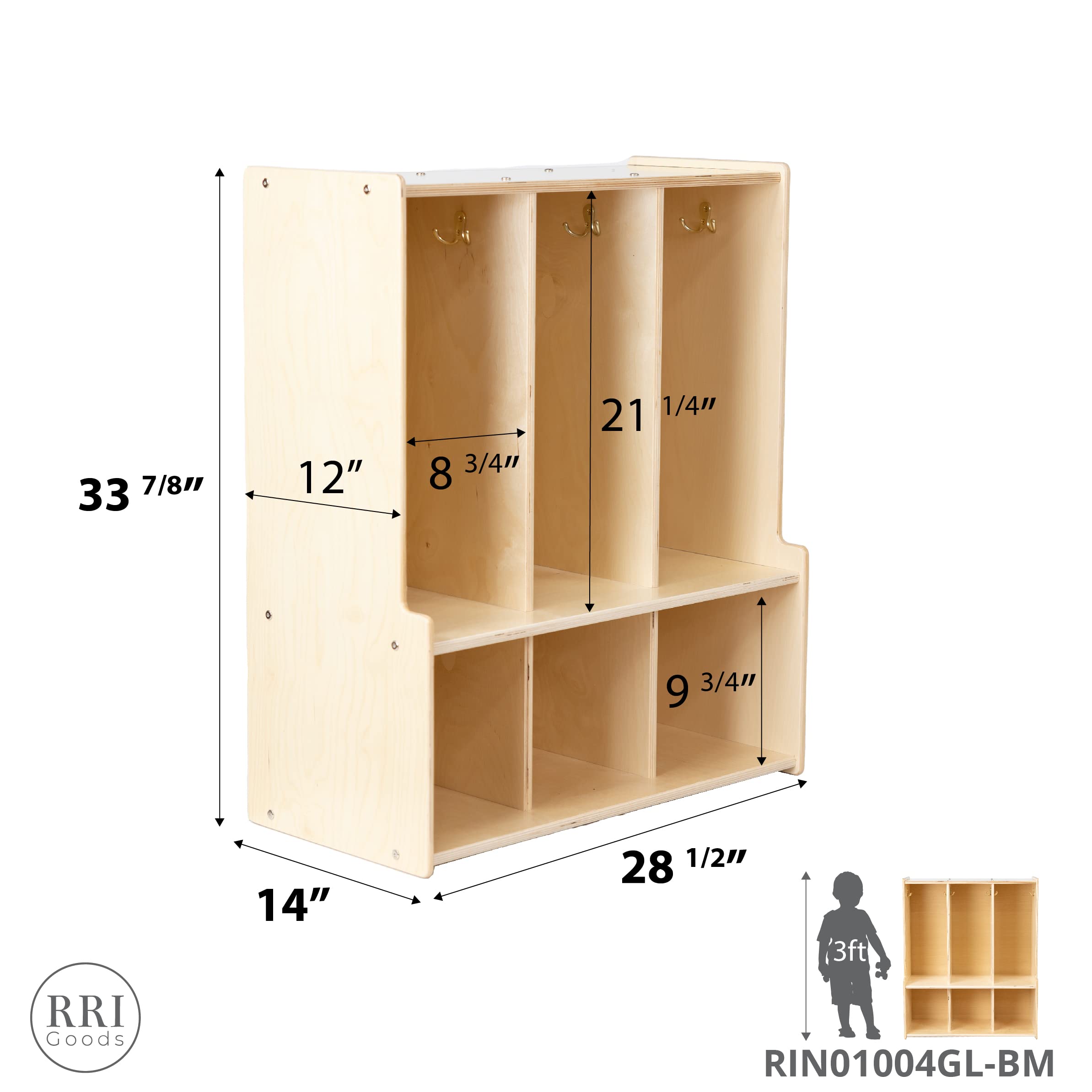 3-Section Coat Locker with Bench & Cubby Storage - Kids Backpack Organizer & Coat Cubbies for Toddlers - Perfect for Home Entryway, School Classroom & Daycare Organization