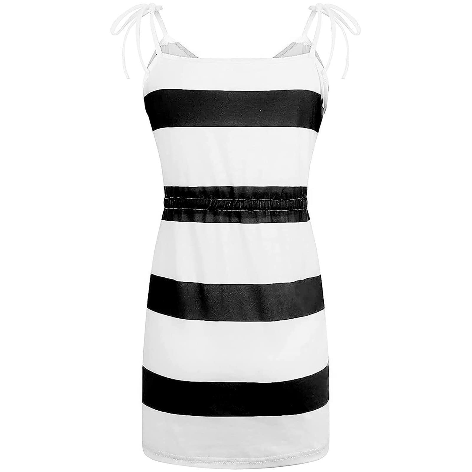 Women's Sleeveless Striped Mini Dress - Summer Casual Cocktail Dress with Pockets | Perfect for Beach, Sun, Parties & Outdoor Events