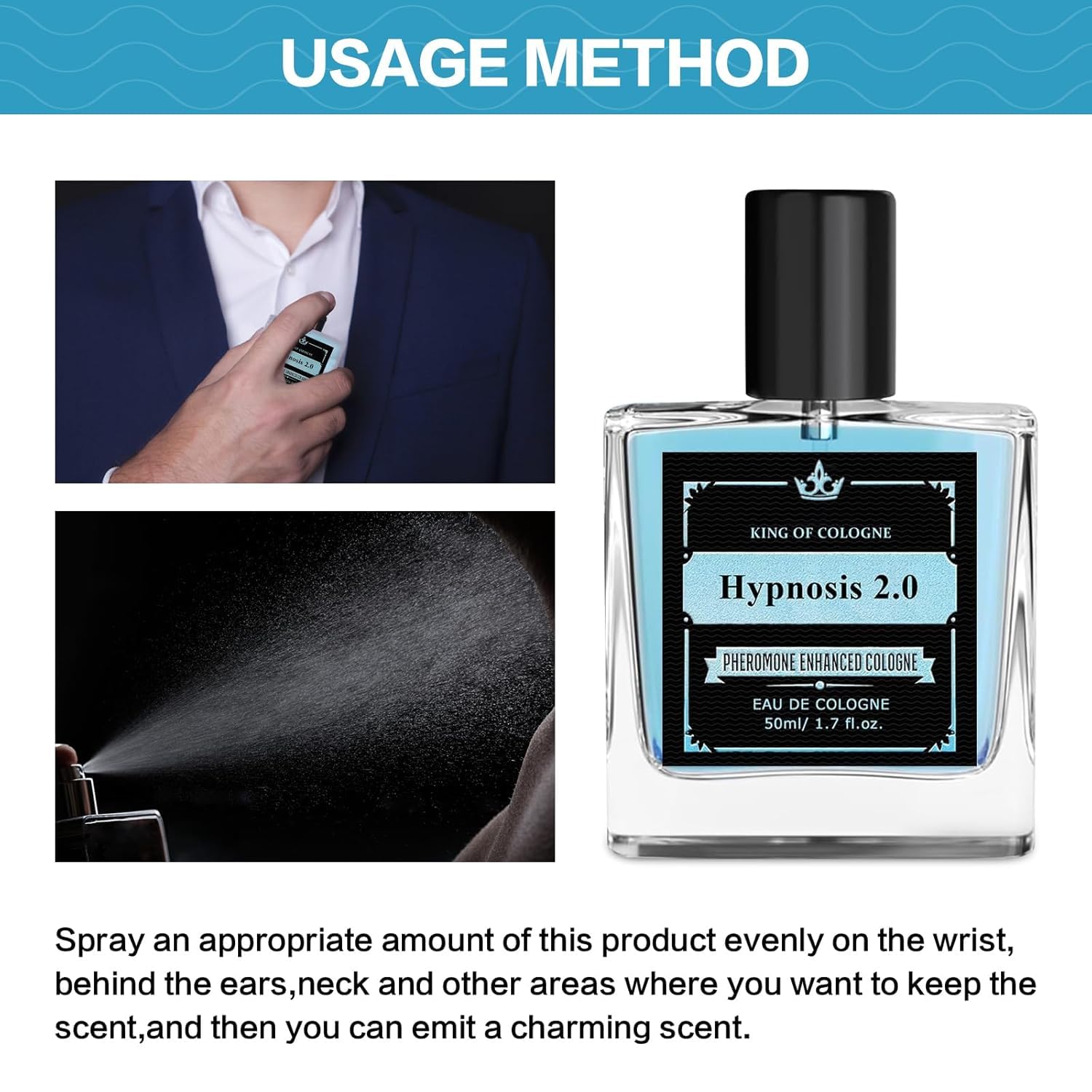 Hypnosis 2.0 Cologne for Men - Pheromone Perfume, Long Lasting Fragrance, 1.7oz Bottle - Perfect for Date Night, Work & Special Occasions