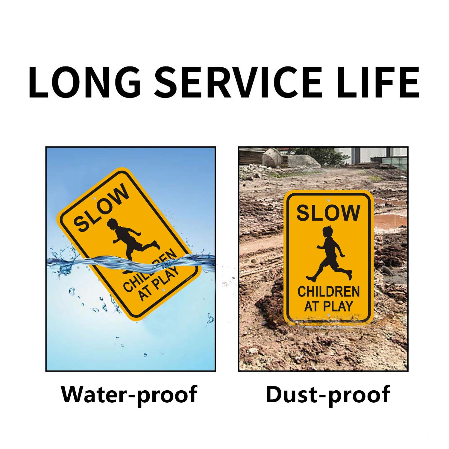 2-Pack Slow Children at Play Signs – 18”x12” Rust-Free Aluminum Safety Signs, Weatherproof & Waterproof with Durable Ink – Easy to Install for School Zones, Neighborhoods & Playground Safety