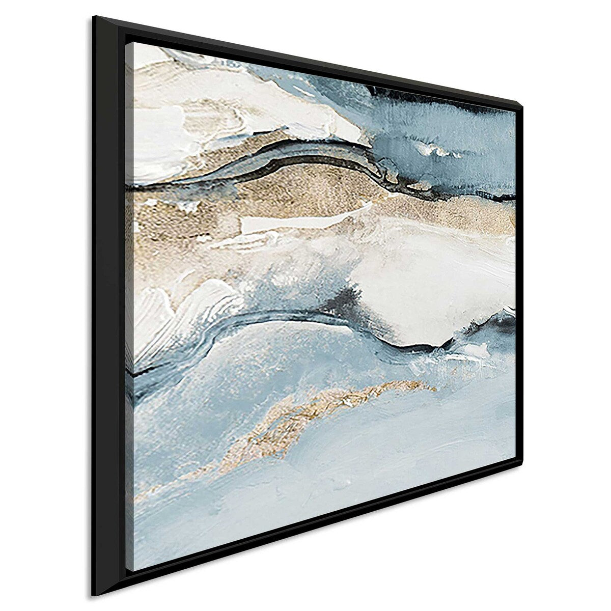 Blue Crystalline Print Floating Canvas Wall Art - Modern Abstract Painting for Living Room, Bedroom & Office Decor