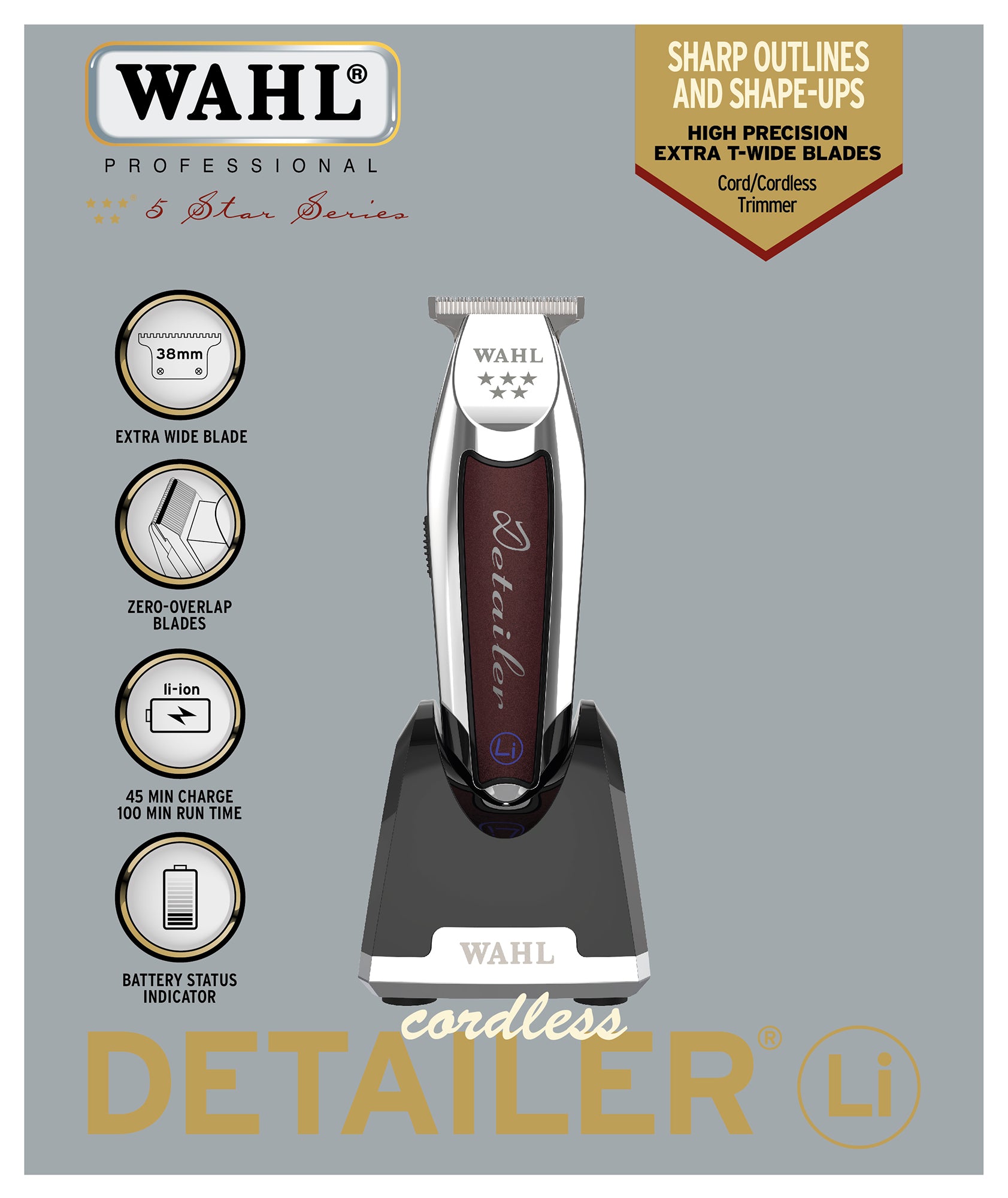 Wahl Cordless Detailer Trimmer for Men - Professional Beard & Hair Grooming Kit - Perfect for Home, Travel & Barbershop Use