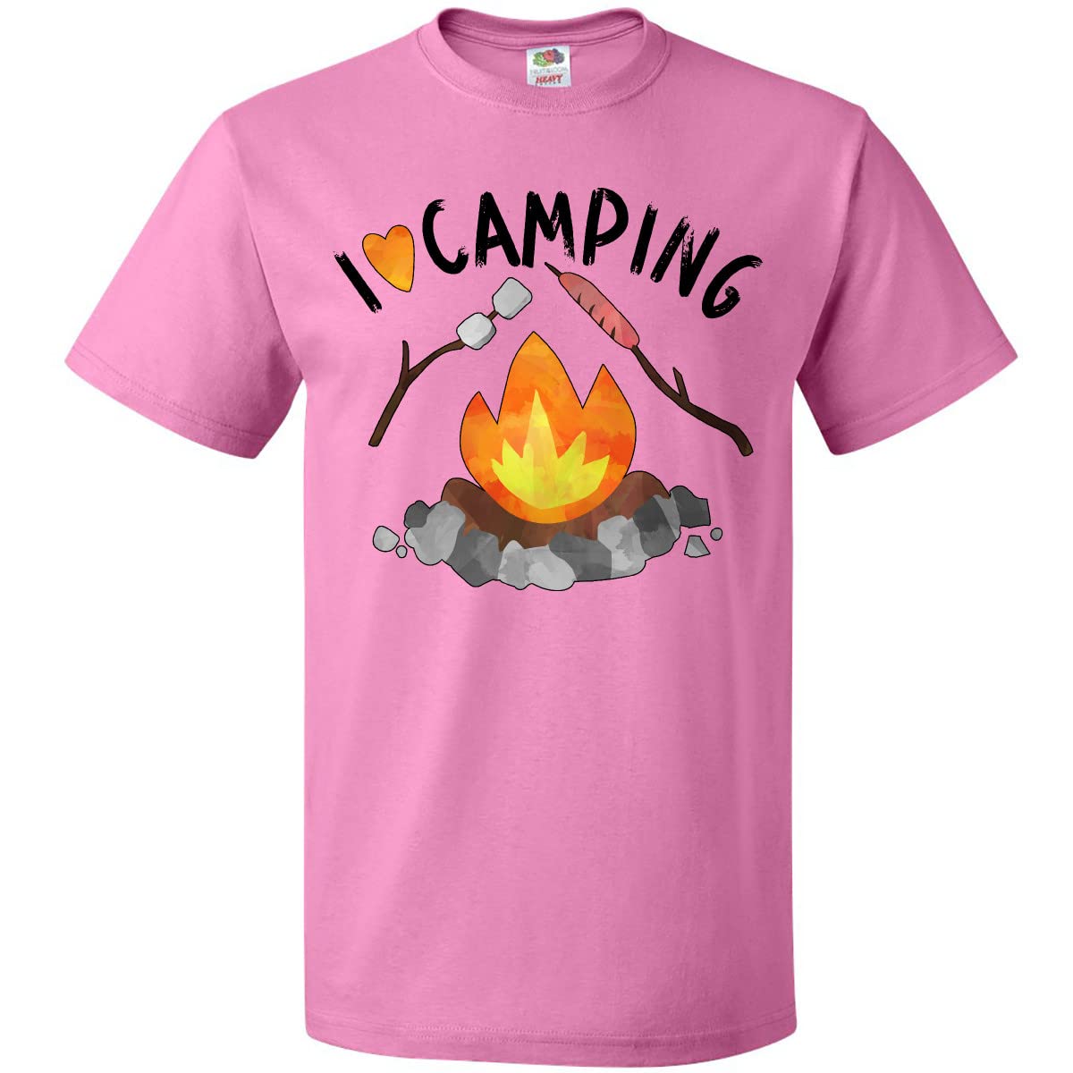 Inktastic I Love Camping T-Shirt with Campfire, Hot Dog & Marshmallows Design - Perfect for Outdoor Adventures, Hiking & Summer Camping Trips