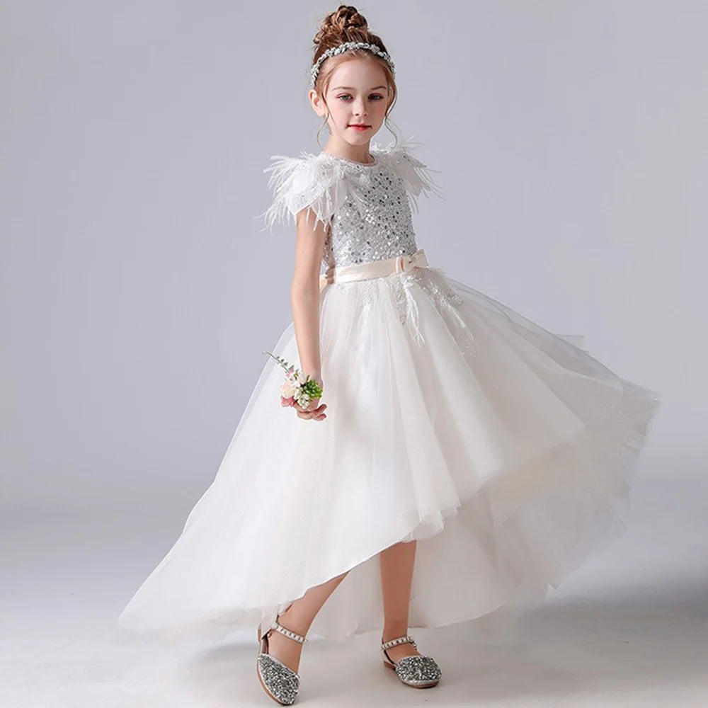 Sparkly Sequined Tulle Flower Girl Dress for Birthday Party, Junior Bridesmaid Wedding Gown - Perfect for Special Occasions, Pageants & Photo Shoots