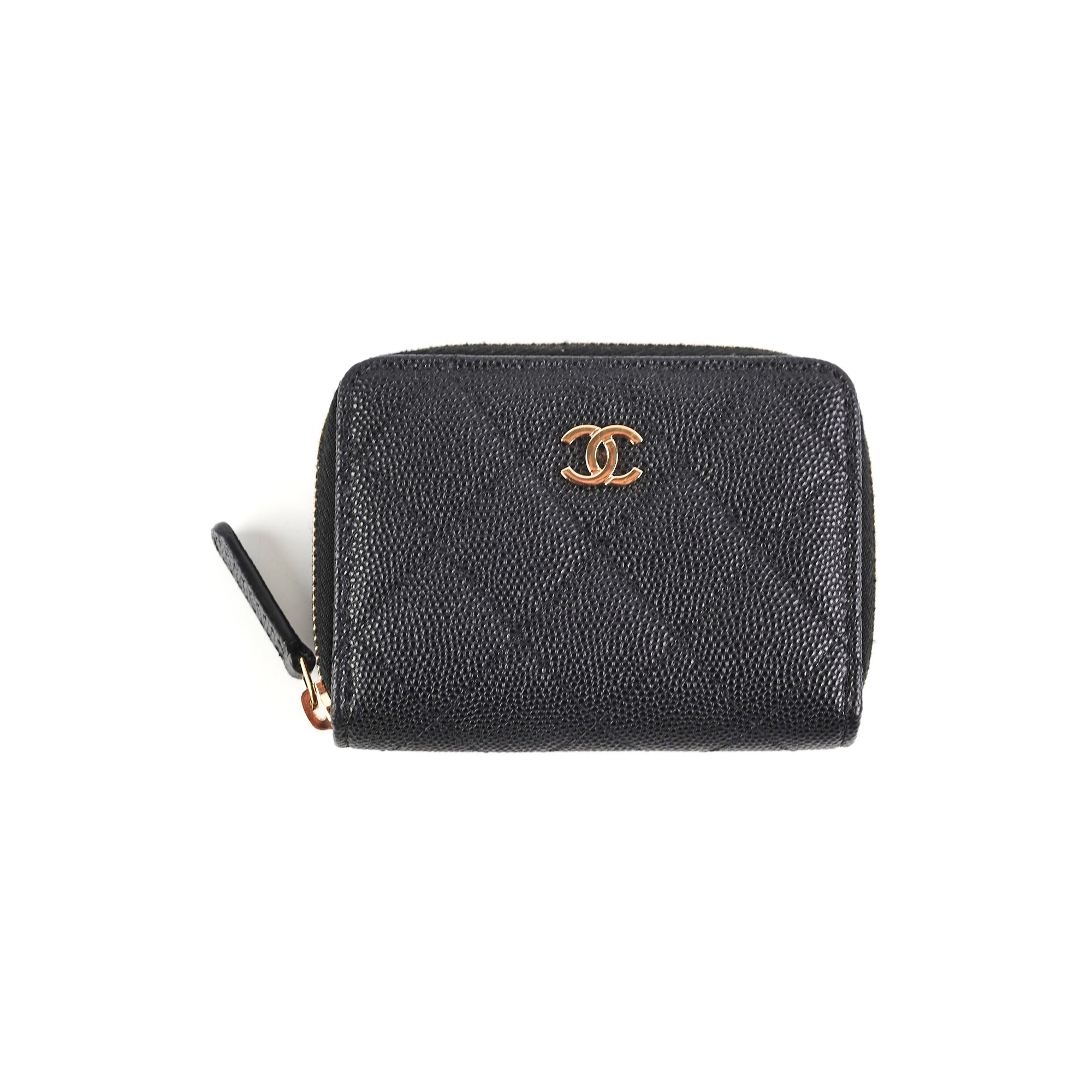 Chanel Black Caviar Leather Card Holder - Luxury Compact Wallet for Credit Cards & ID - Perfect for Everyday Use, Travel & Gifting