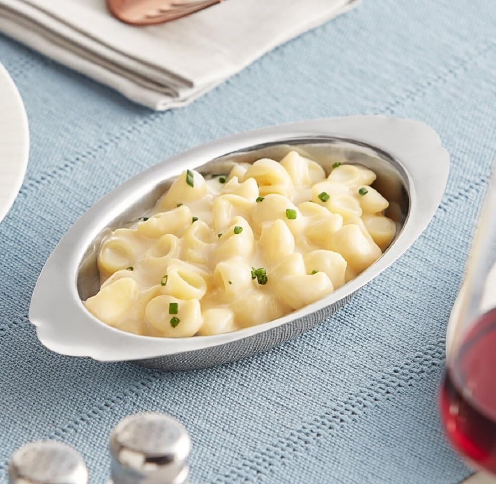 Soro Essentials - Set of 2 Stainless Steel 8 oz Oval Au Gratin Dishes for Baking, Serving Lasagna, Casseroles & Cobblers - Perfect for Individual Portions, Dinner Parties & Holiday Entertaining