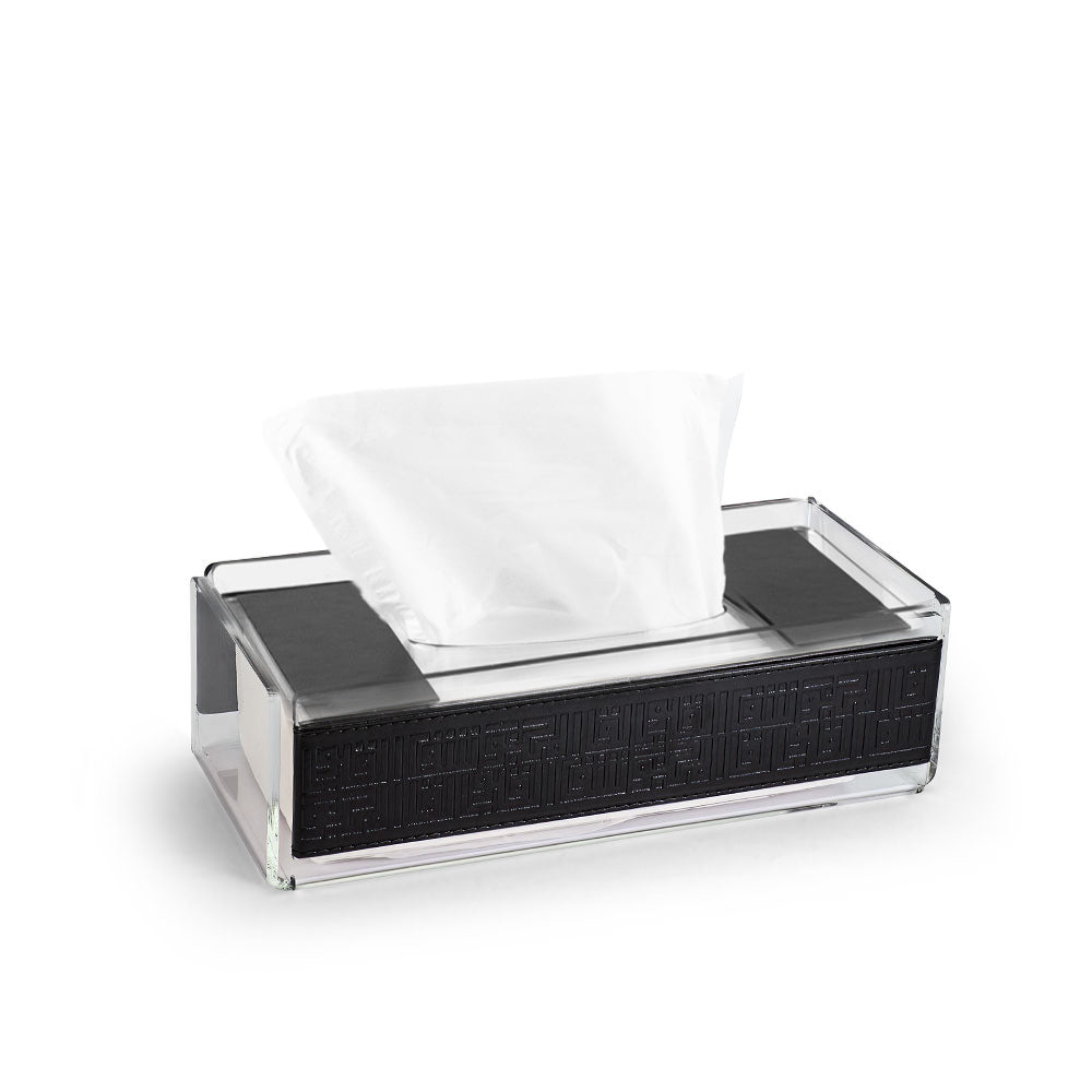 Dimlaj Shafa Acrylic Tissue Box (Black) - Elegant Home Decor for Living Room, Bedroom & Office