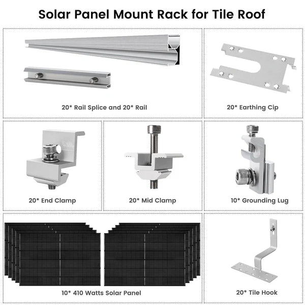 Nature's Generator 10 x 410 Watt Monocrystalline Solar Panels with Mounting Rack Kit | High Efficiency Solar Power System for Home, RV & Off-Grid Energy | Perfect for Emergency Backup & Sustainable Living