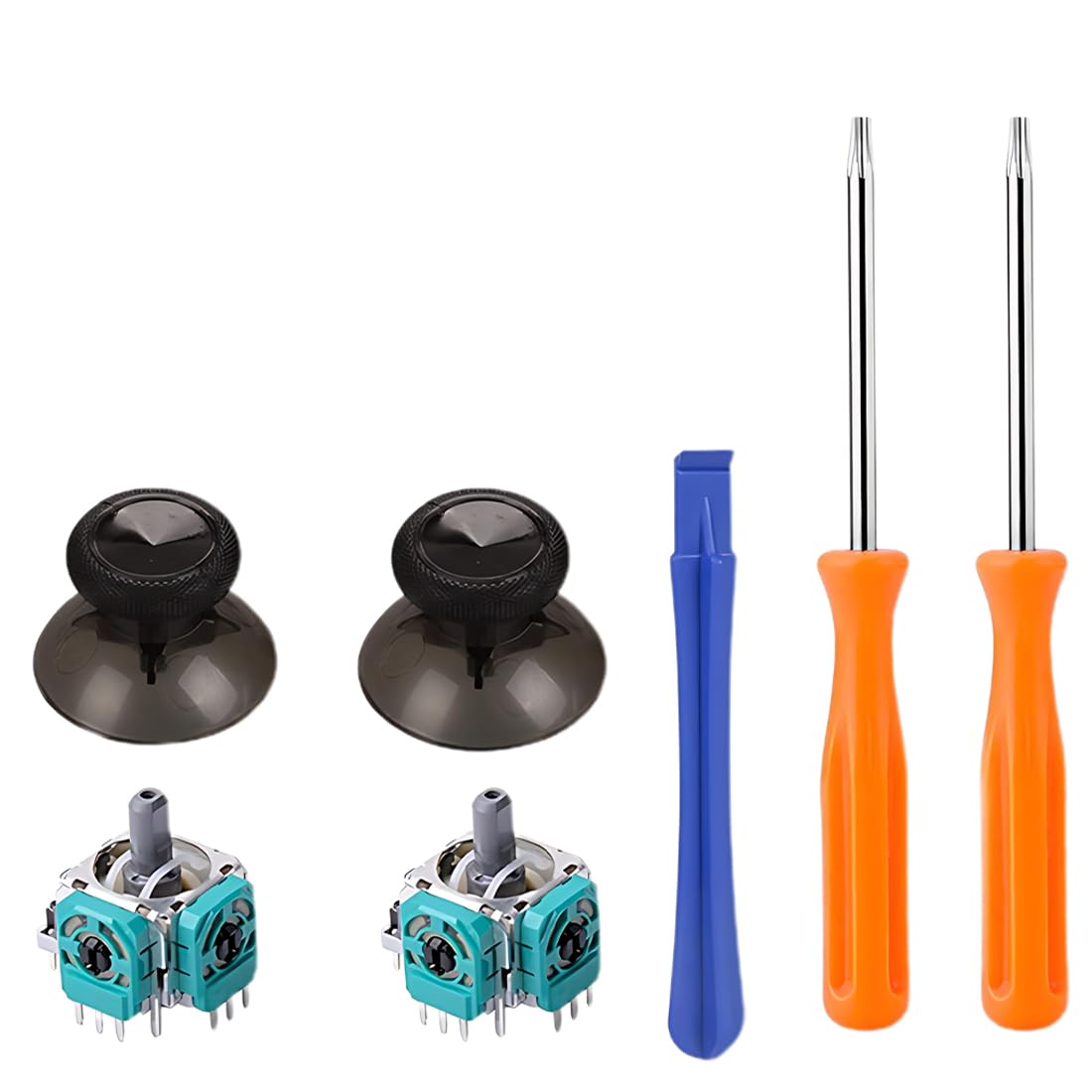 PS5/PS4 Controller Analog Stick Repair Kit - 7-in-1 Replacement Joystick Set with Opening Tools for DualSense & DualShock 4 - Fix Drift & Worn-Out Sticks for Gaming & Streaming