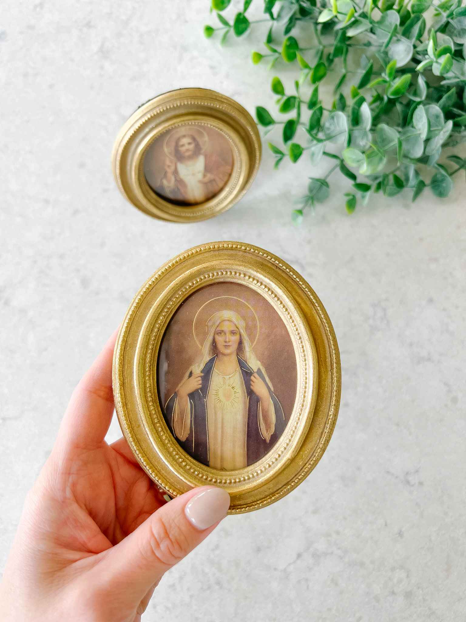 Sacred Heart & Immaculate Heart Framed Religious Art Set - Catholic Home Decor for Wall, Prayer Room & Church Altar
