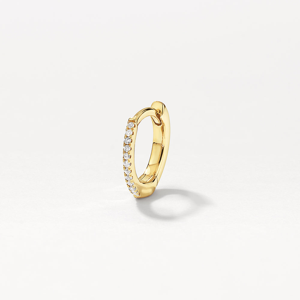 10k Gold Fine Diamond Helix Huggie Single Earring - Elegant Cartilage Hoop for Women, Perfect for Everyday Wear & Special Occasions