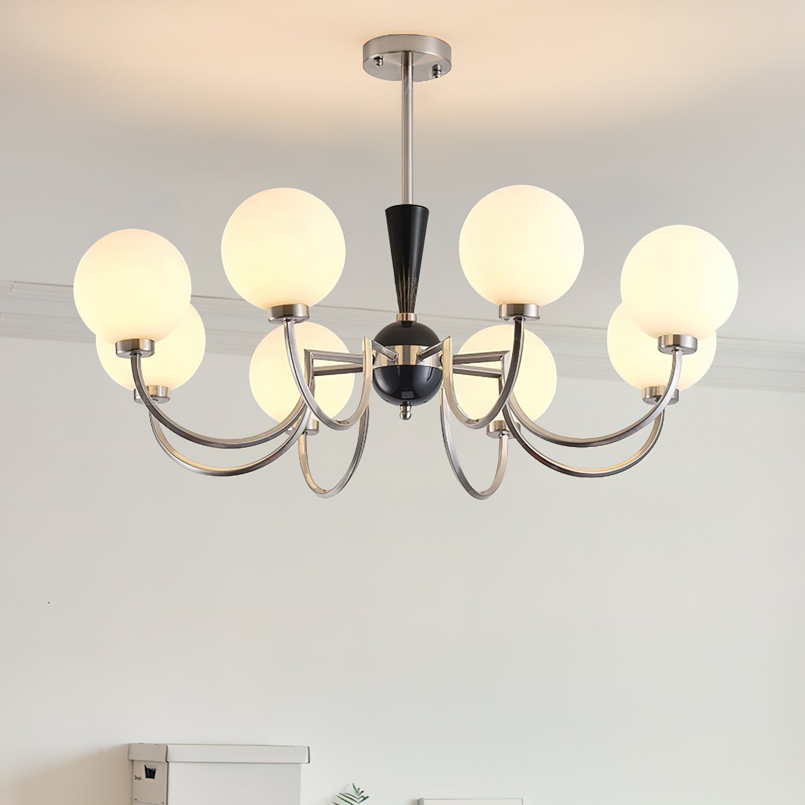 Alana Globe Chandelier - Modern Crystal Glass Ceiling Light Fixture for Dining Room, Bedroom & Living Room | Elegant Home Decor Lighting for Wedding, Restaurant & Office