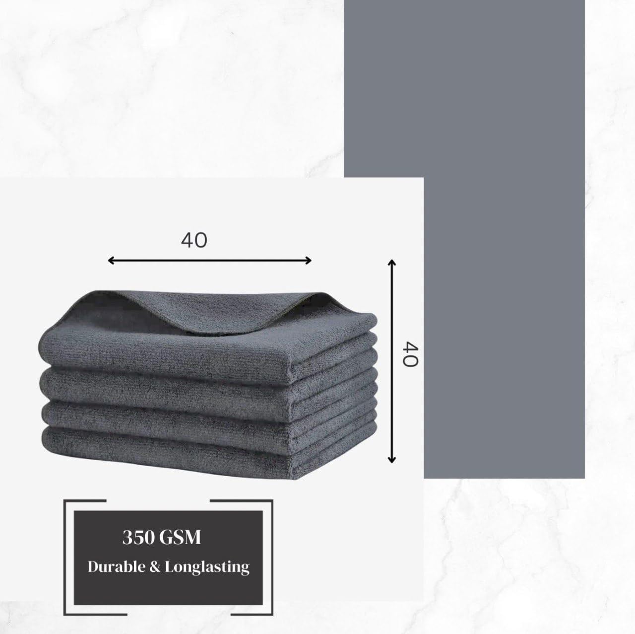 EZZY Premium Microfiber Cleaning Cloth 40x40cm (16x16 Inches) - 350 GSM Ultra Soft & Highly Absorbent Multipurpose Cloth for Kitchen, Windows, Cars & Electronics - Perfect for Streak-Free Cleaning & Dusting (2-Pack)