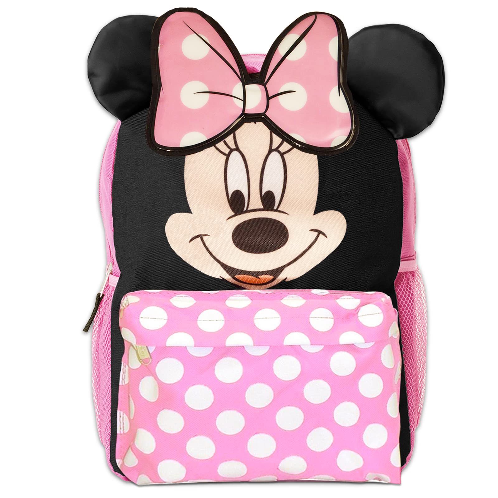 Minnie Mouse Small Backpack - Disney Happy Face Design - Perfect for School, Travel & Everyday Use