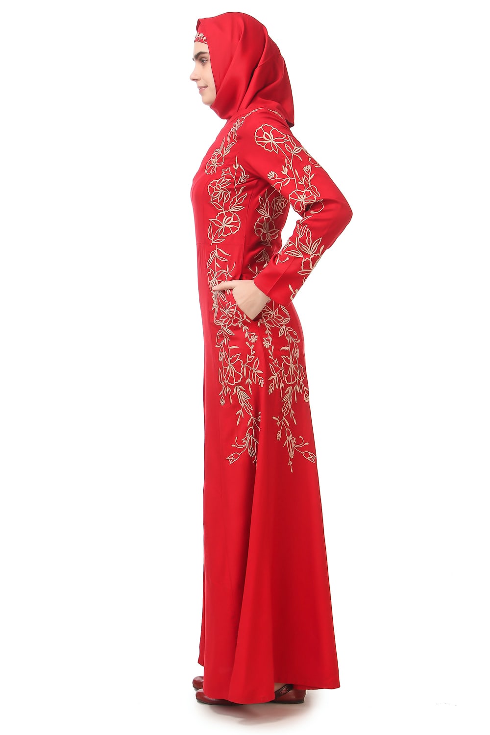 Embellished Princess Seam Rayon Abaya Dress - Elegant Muslim Women's Prayer Dress for Ramadan & Special Occasions