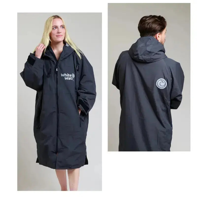 Unisex Black Swimming Robe for Adults - Waterproof Hard Shell Bathrobe for Pool, Beach & Spa - Quick Dry Travel Wrap for Swimwear Cover Up