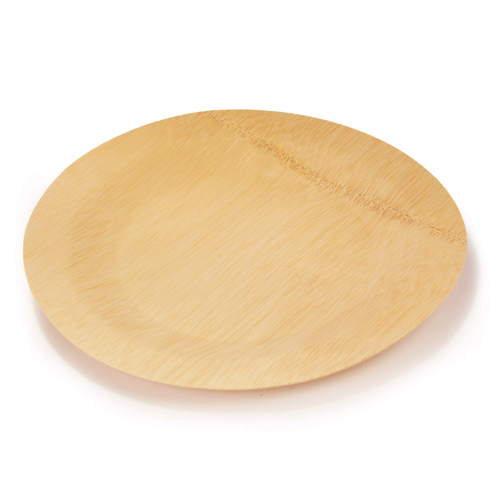 BambooMN 11-Inch Round Disposable Bamboo Plates - 96 Pack | Eco-Friendly Compostable Dinnerware for Parties, Picnics & Events | Sustainable Bamboo Veneer Plates (28cm)