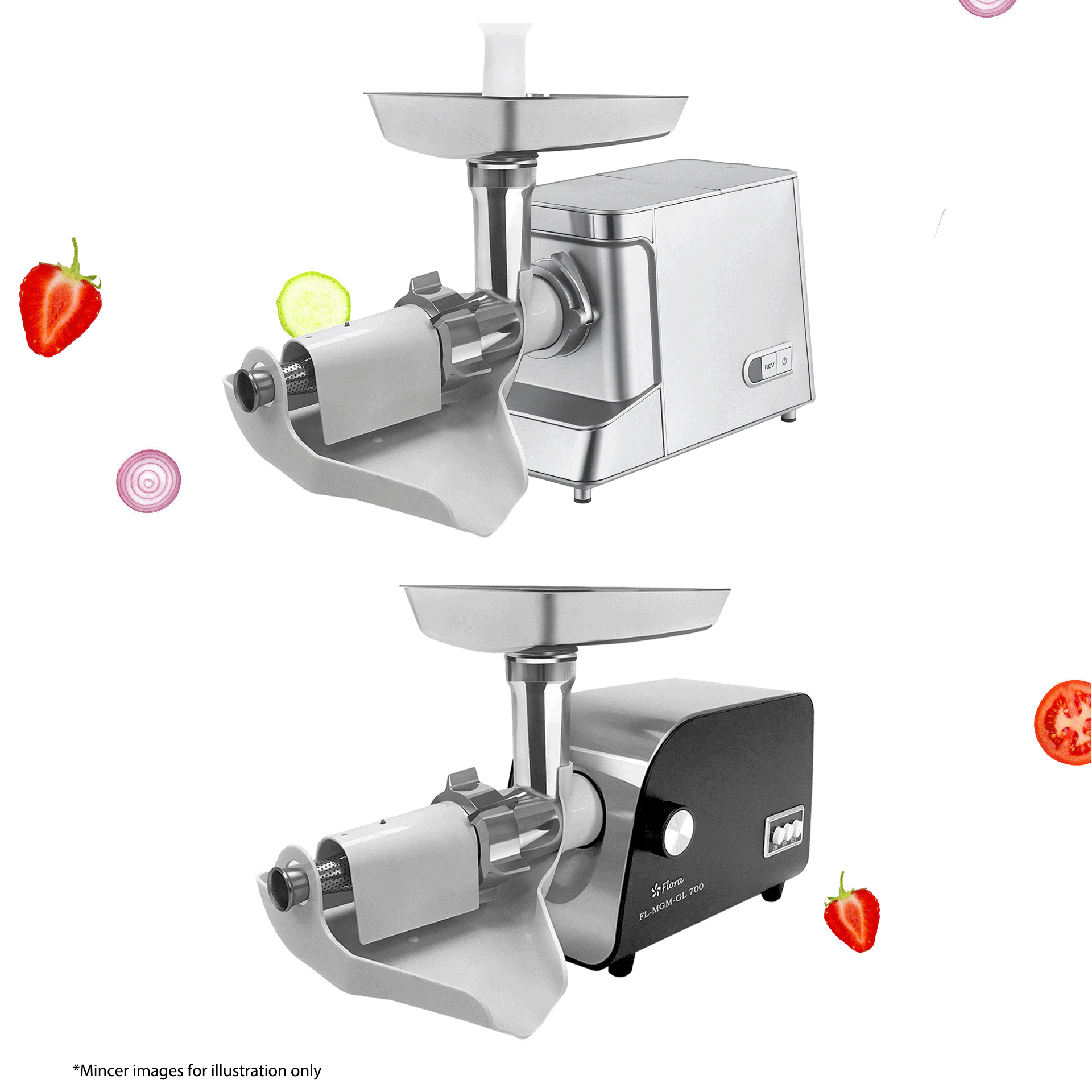 Flora 700 Series Electric Meat Grinder & Tomato Sauce Maker Kit - Heavy Duty Stainless Steel Mincer for Home Kitchen - Perfect for Ground Beef, Sausages & Pasta Sauce - AU Stock